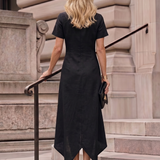 Lioralette | High Neck Button Detail Slit Midi Dress