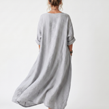 Dorwen | Contrast Panel Embroidered Oversized Pocket Midi Dress