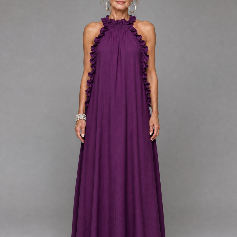 Giania | Sleeveless Ruffle Neck Maxi Dress