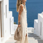 Isasette | Sleeveless Button Front Hooded Maxi Dress