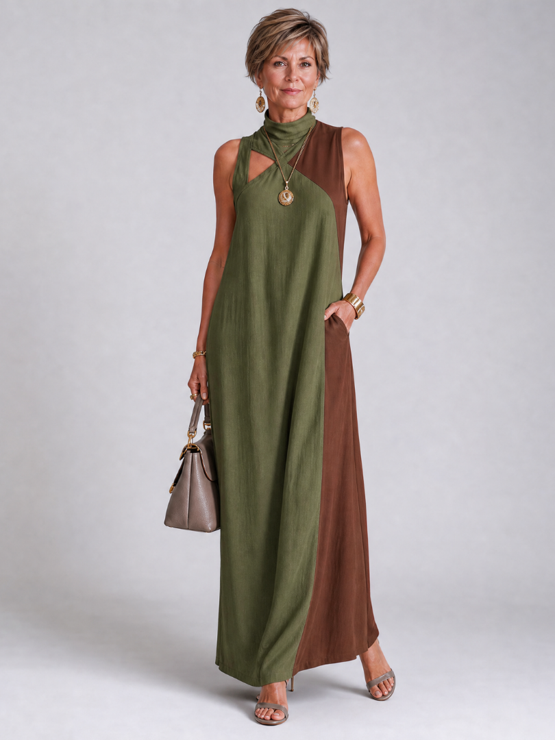 Lorney | Color Block Sleeveless Midi Dress