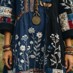 Fiodra | Embroidered Panel Long Sleeve Midi Dress