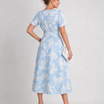 Serwynne | Floral Print Short Sleeve V Neck Midi Dress