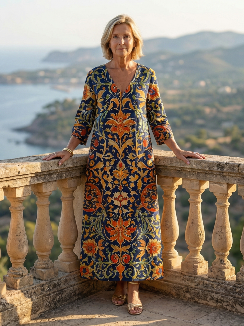 Callamae | Clean Ornate Floral Midi Dress