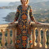 Callamae | Clean Ornate Floral Midi Dress