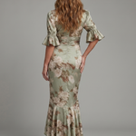 Prussa | Short Sleeve V Neck Ruched Waist Midi Dress