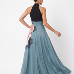 Wilthea | Halter Bodice Floral Skirt Maxi Dress