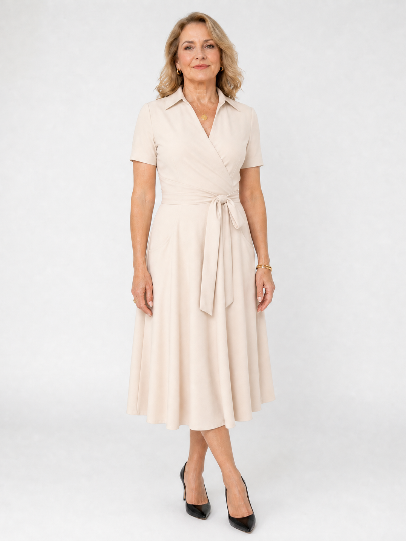 Laebeth | Collared Wrap Waist Midi Dress