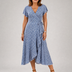 Vallette | Floral Wrap Ruffle Midi Dress