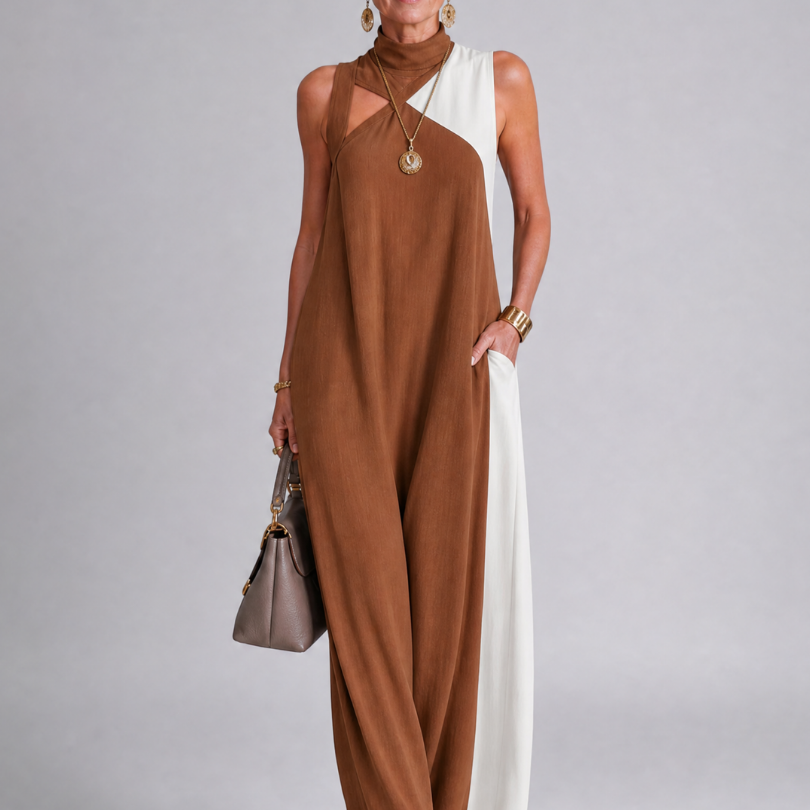 Lorney | Color Block Sleeveless Midi Dress