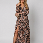 Tovawyn | Floral Print Long Sleeve Tiered Maxi Dress