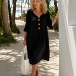 Liasia | Button Detail Ruffle Sleeve Relaxed Midi Dress