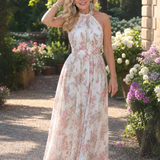 Solmae | Floral Print Flowing Skirt Midi Dress