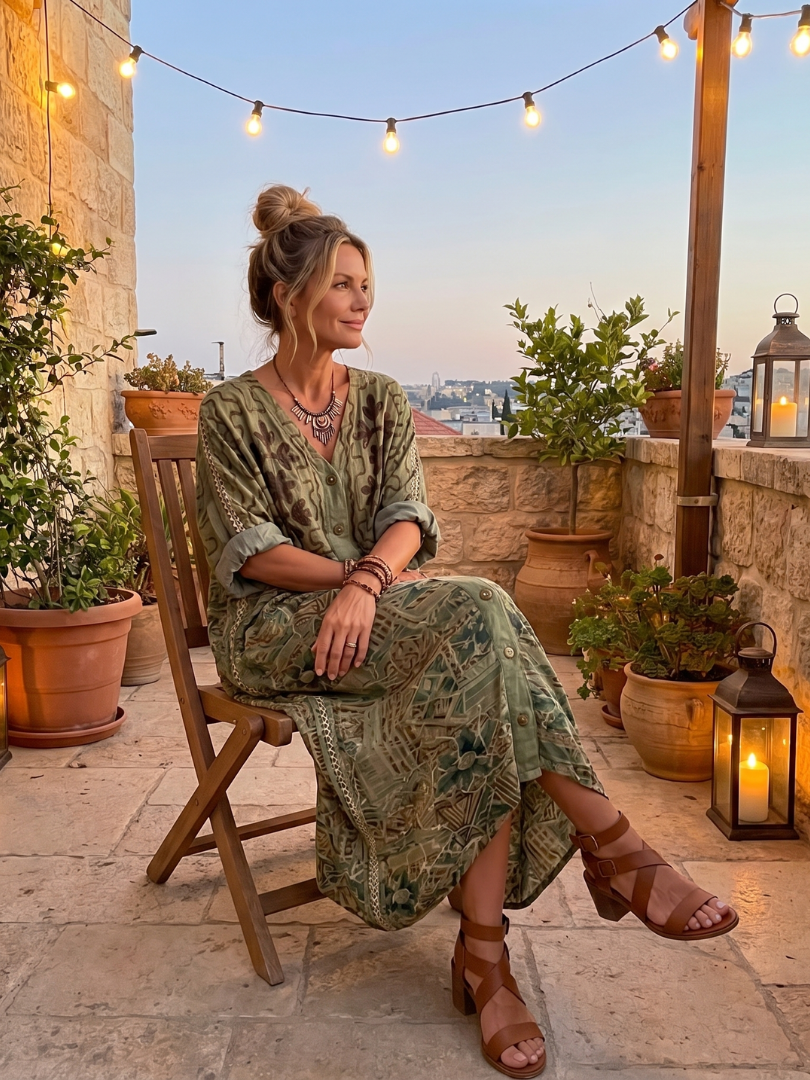 Wrennavia | Button Front Embroidered Oversized Pocket Midi Dress