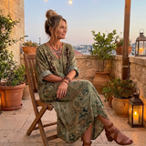 Wrennavia | Button Front Embroidered Oversized Pocket Midi Dress