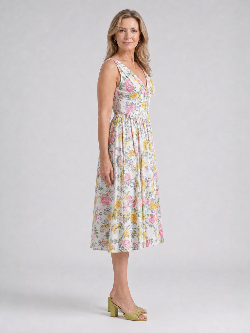 Dalrose | Sleeveless Floral V Neck Midi Dress