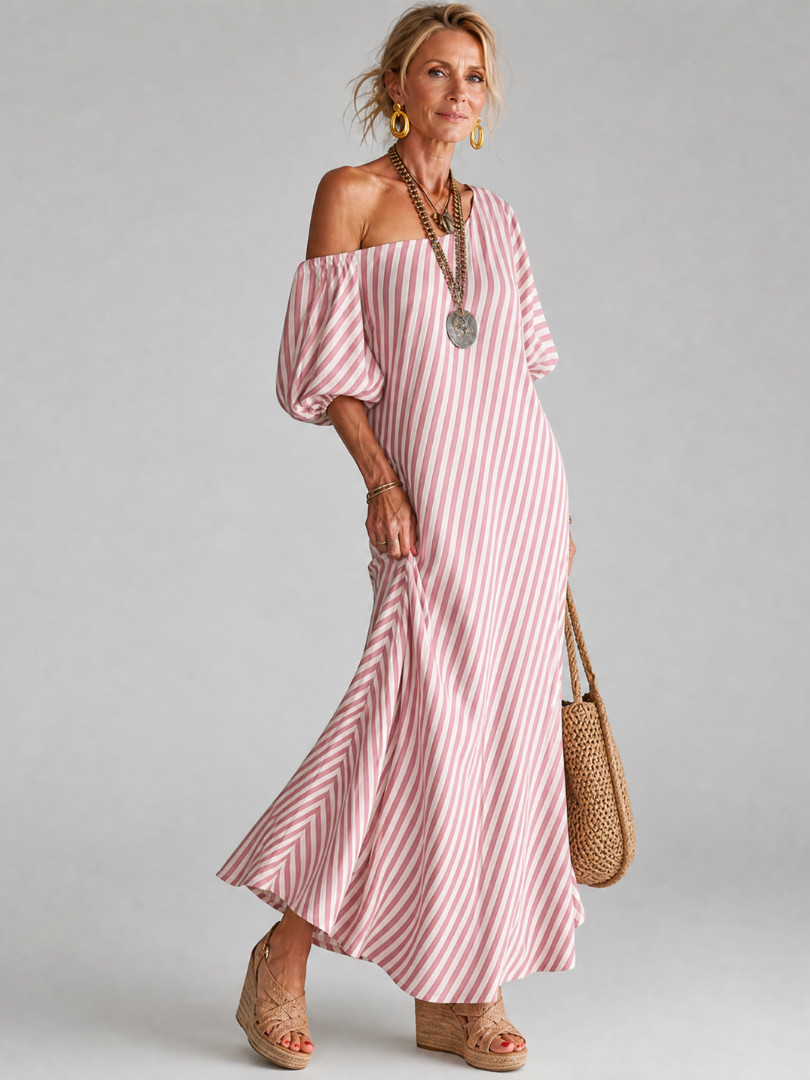 Vesrose | Striped Empire Waist Midi Dress