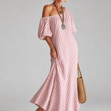 Vesrose | Striped Empire Waist Midi Dress