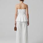 Romyina | Strapless Smocked Top And Wide Leg Pants Set
