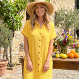 Briavia | Short Sleeve Front Pockets Knee Length Dress
