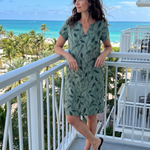 Merine | Leaf Print V Neck Knee Length Dress