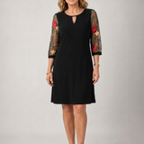 Casvia | Embroidered Mesh Sleeve Mini Dress
