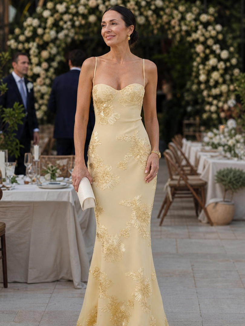 Talialette | Spaghetti Strap Corset Bodice Maxi Dress