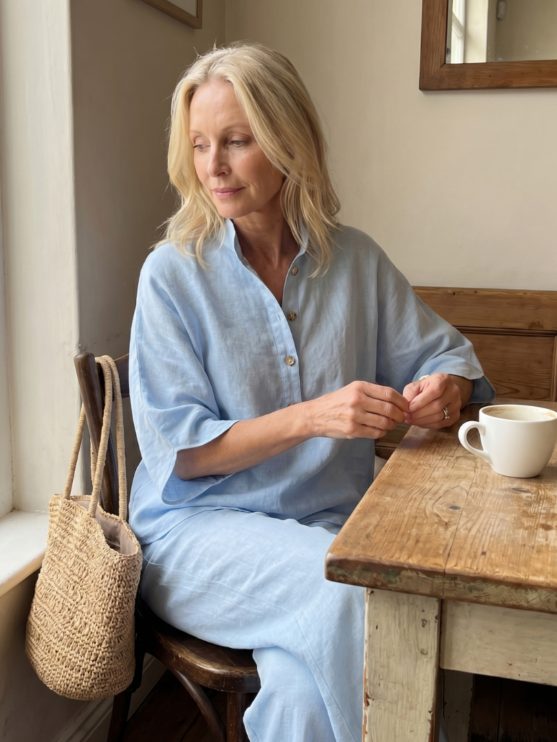 Frebeth | Button Front Relaxed Tunic Trouser Set