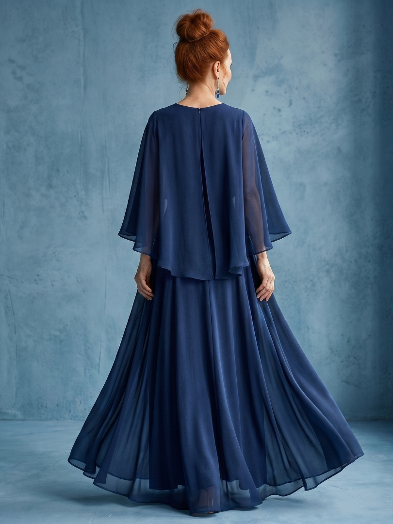 Vidaney | Layered Sleeve Drape Waist Midi Dress