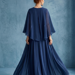 Vidaney | Layered Sleeve Drape Waist Midi Dress