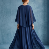 Vidaney | Layered Sleeve Drape Waist Midi Dress