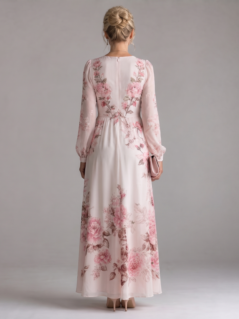 Caldra | Long Sleeve Natural Flow Midi Dress