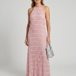 Vesette | Textured Fringe Fitted Silhouette Maxi Dress