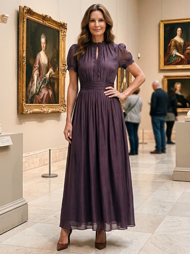 Valssa | Gathered Waist Keyhole Maxi Dress