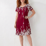 Gretala | Short Sleeve Floral Border Mini Dress