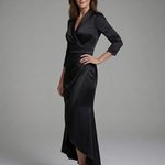 Esmesette | Long Sleeve Wrap High Low Midi Dress