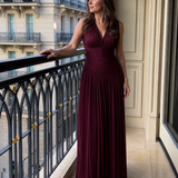 Viosia | Sleeveless Pleated V Neck Midi Dress