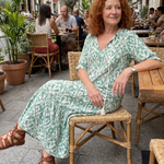 Marna | Pattern V Neck Tassel Midi Dress