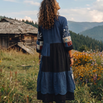 Fiodra | Embroidered Panel Long Sleeve Midi Dress
