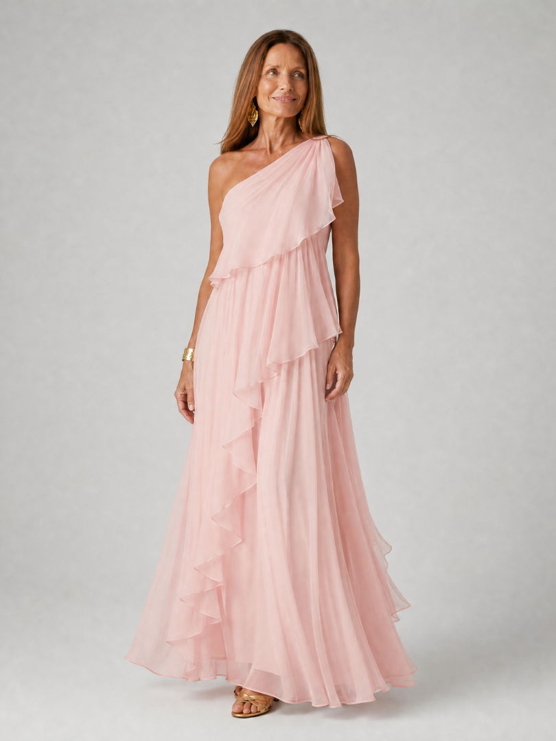 Vidalette | One Shoulder Ruffle Maxi Dress