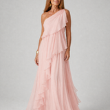 Vidalette | One Shoulder Ruffle Maxi Dress