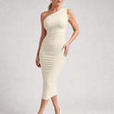 Temvia | One Shoulder Soft Ruched Detail Midi Dress