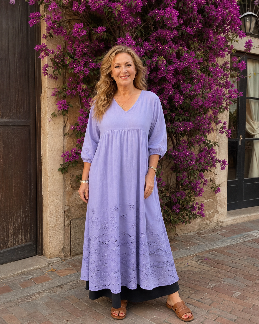Clasette | Embroidered Hem Everyday Pocket Midi Dress