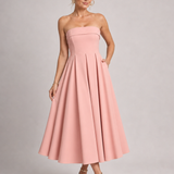Permae | Strapless Structured Bodice Midi Dress
