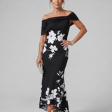 Sabwynne | Off Shoulder Draped Neckline Midi Dress