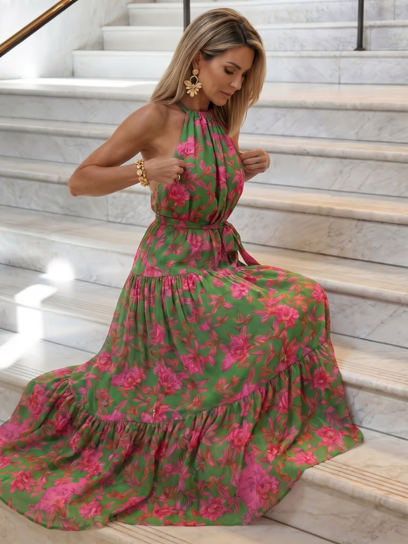 Solla | Draped Halter Midi Dress