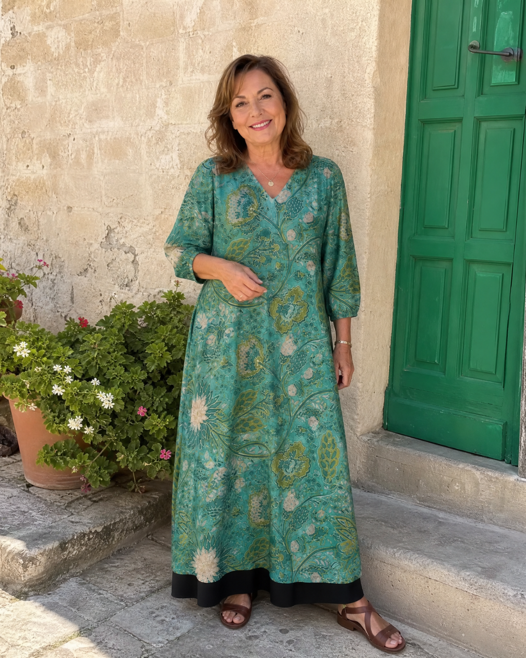 Corania | Botanical Vine Print Relaxed Pocket Midi Dress