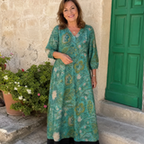 Corania | Botanical Vine Print Relaxed Pocket Midi Dress