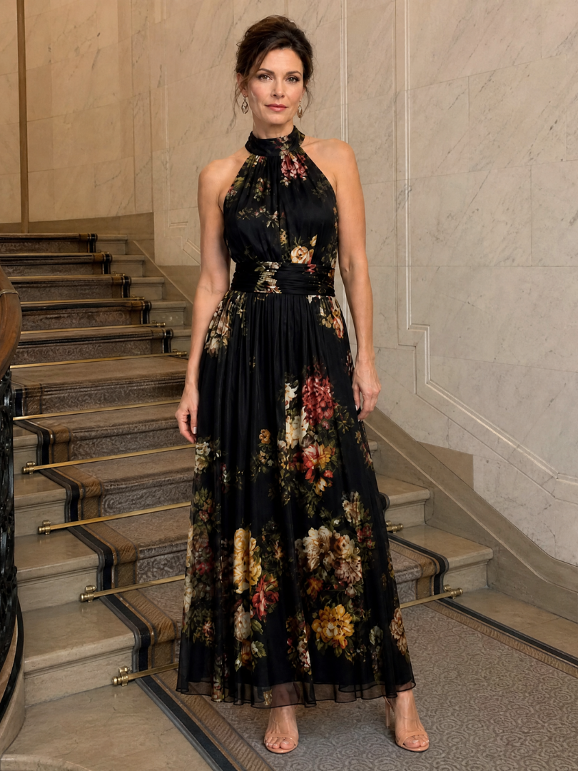 Serathea | Floral Halter Neck Midi Dress