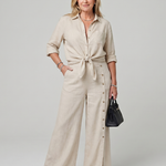 Veslora | Long Sleeve Tie Front Top And Wide Leg Pants Set